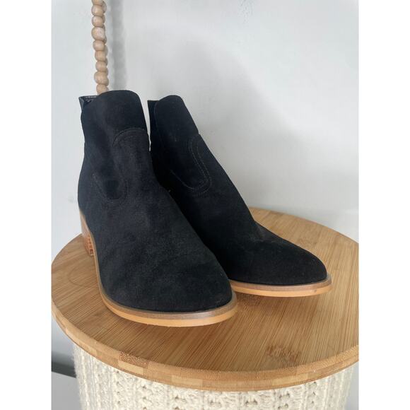 Steve Madden Leo Suede Leather Ankle Boots Size 7.5 Black Minimalist Western - Picture 4 of 10